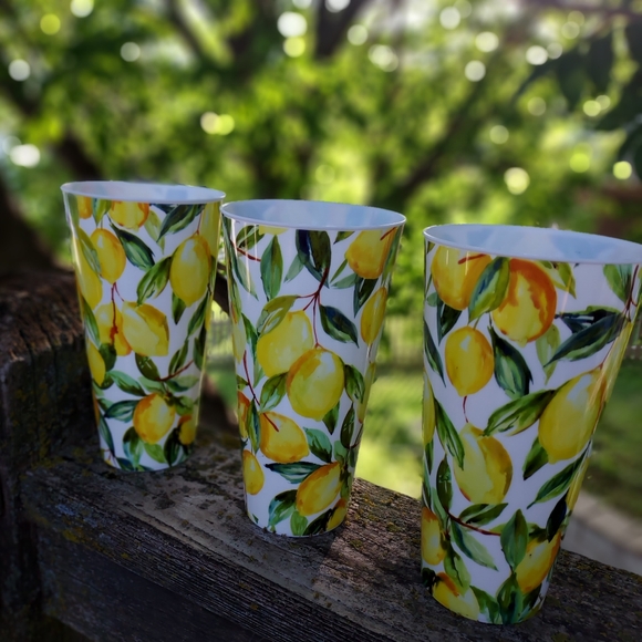 Set of 6 Tuscan Lemon Kitchen Drinkware Tumblers Perfect for Indoor/Outdoor Use! - Picture 5 of 8